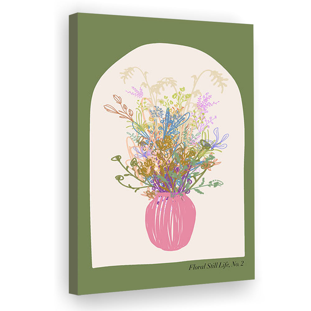 Floral Illustrated Floral Wall Print Green Wall Art Pink Decor Art, Canvas Prints Wall Art