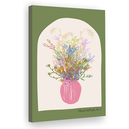 Floral Illustrated Floral Wall Print Green Wall Art Pink Decor Art, Canvas Prints Wall Art