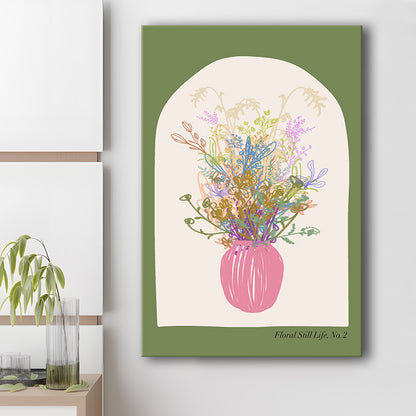 Floral Illustrated Floral Wall Print Green Wall Art Pink Decor Art, Canvas Prints Wall Art