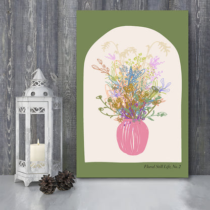 Floral Illustrated Floral Wall Print Green Wall Art Pink Decor Art, Canvas Prints Wall Art