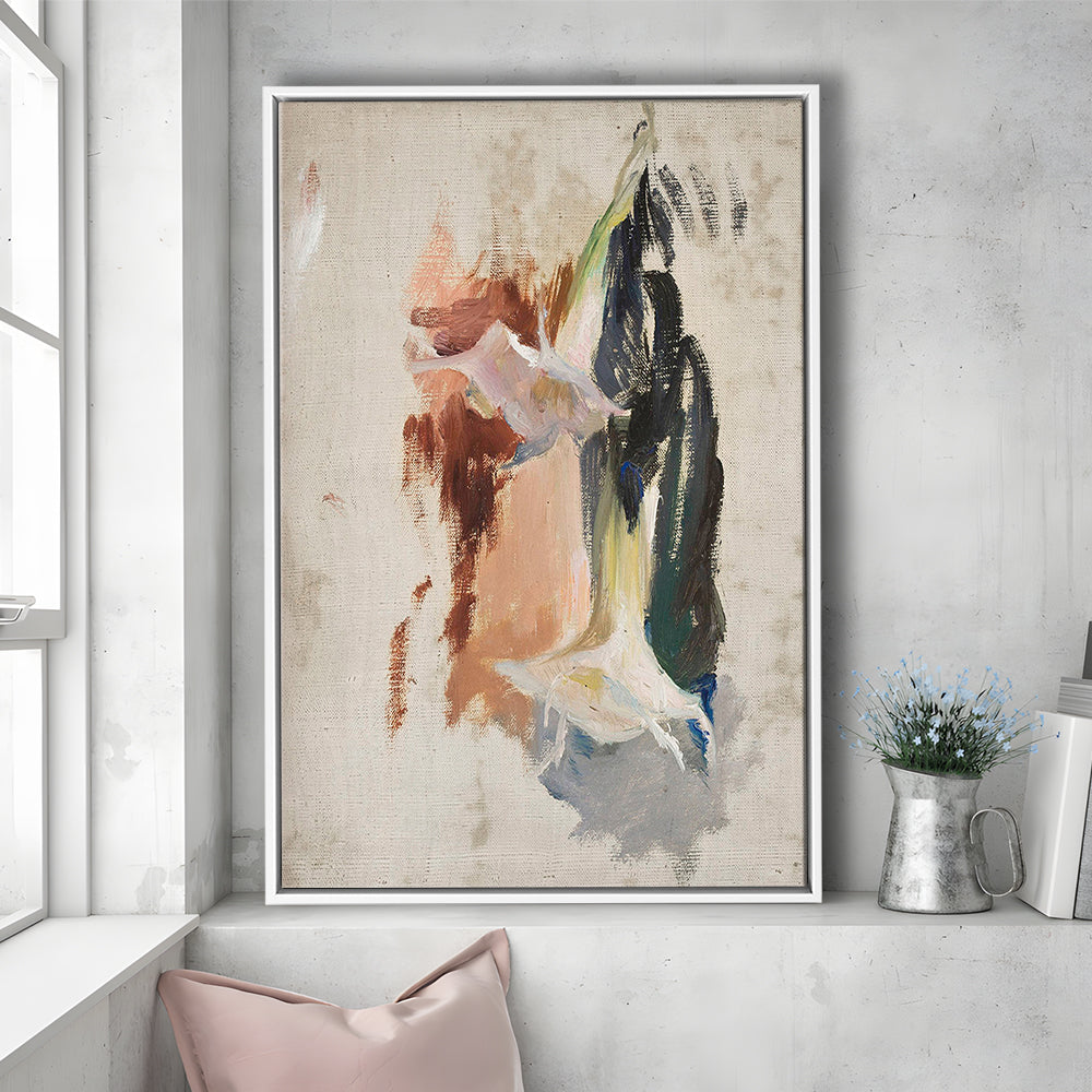 Floral Framed Canvas Print Wall Art, Botanical Prints Abstract Print Neutral Wall Art, Vintage Floral Print Oil Painting