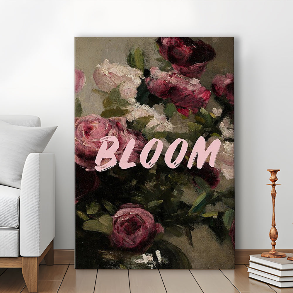 Floral Wall Art Print, Altered Art, Floral Wall Decor, Bedroom Print, Pink Print, Canvas Prints Wall Art