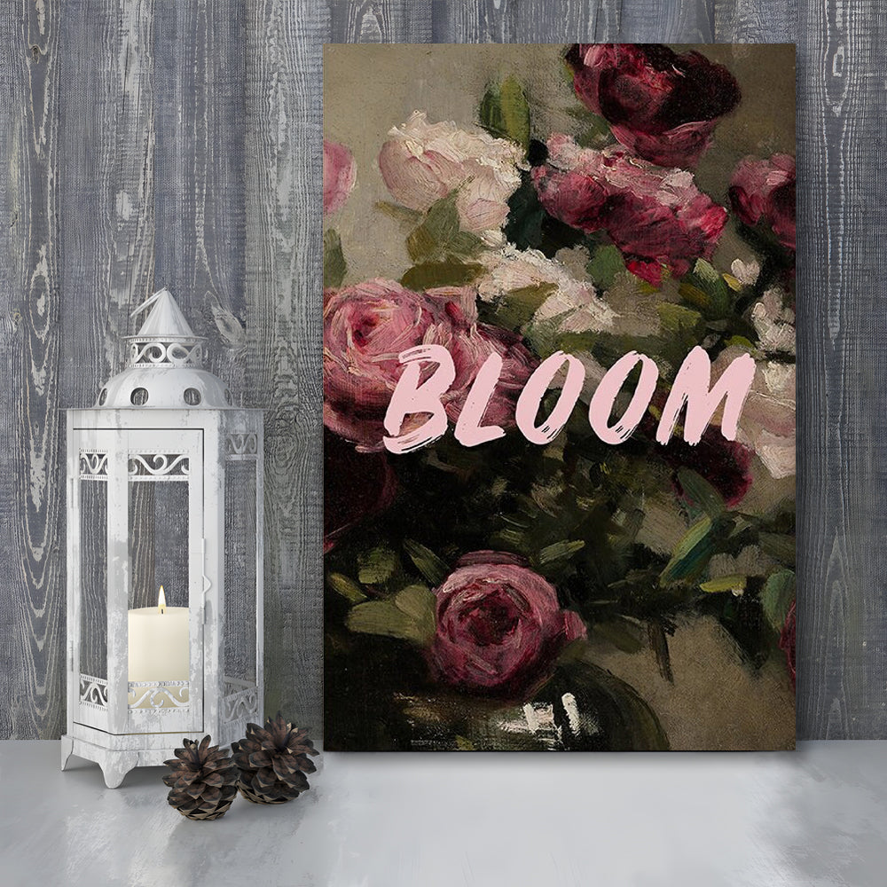 Floral Wall Art Print, Altered Art, Floral Wall Decor, Bedroom Print, Pink Print, Canvas Prints Wall Art