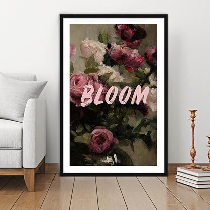 Floral Wall Art Print, Altered Art, Floral Wall Decor, Bedroom Print, Pink Print, Framed Art Prints White Border Wall Decor