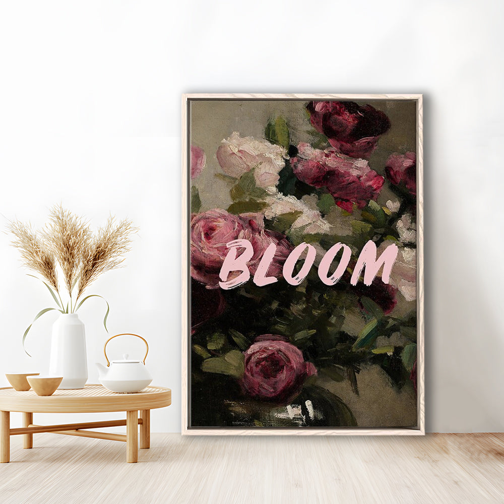 Floral Wall Art Print, Altered Art, Floral Wall Decor, Bedroom Print, Pink Print, Framed Canvas Prints Wall Art