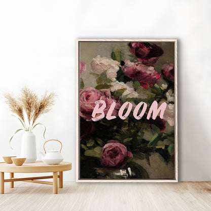 Floral Wall Art Print, Altered Art, Floral Wall Decor, Bedroom Print, Pink Print, Framed Canvas Prints Wall Art