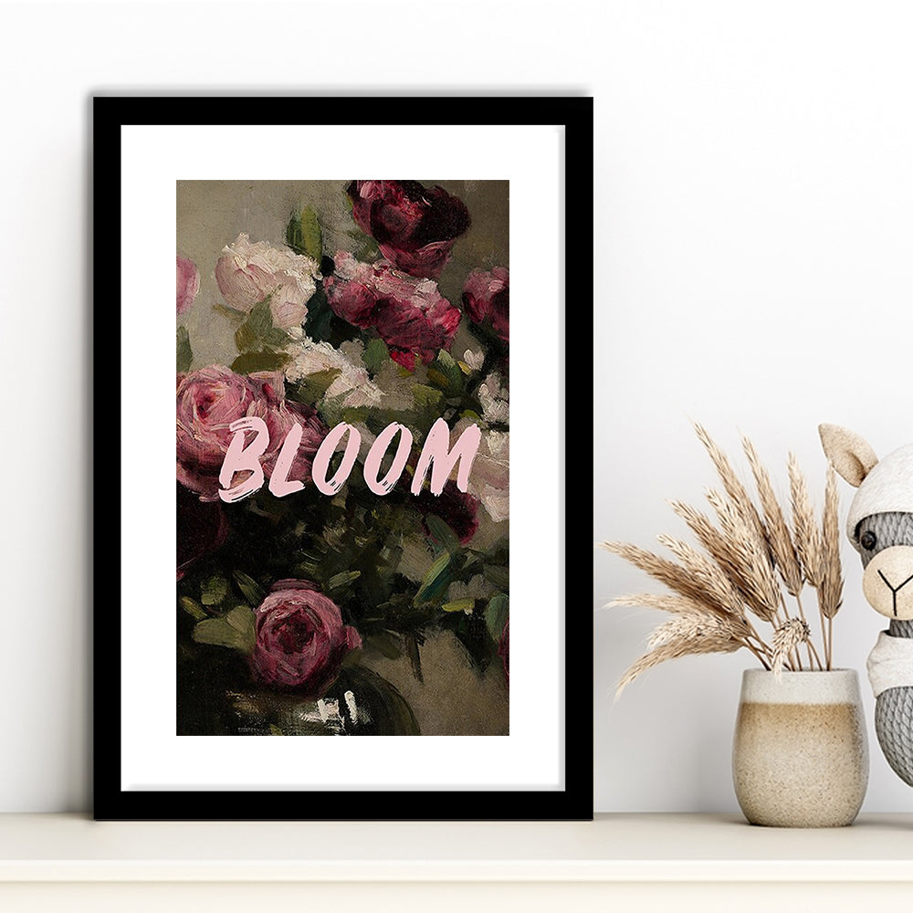 Floral Wall Art Print, Altered Art, Floral Wall Decor, Bedroom Print, Pink Print, Framed Art Prints White Border Wall Decor