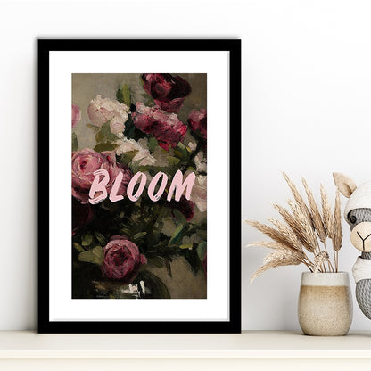 Floral Wall Art Print, Altered Art, Floral Wall Decor, Bedroom Print, Pink Print, Framed Art Prints White Border Wall Decor