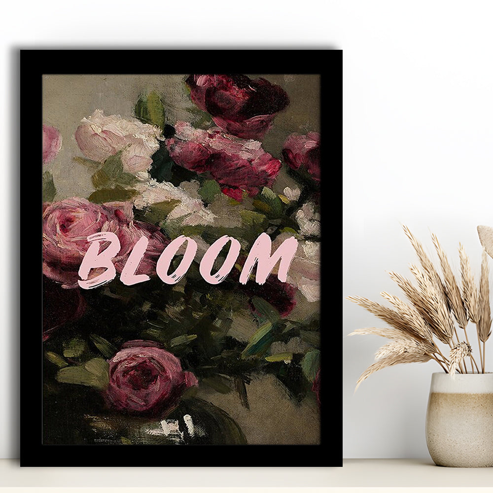 Floral Wall Art Print, Altered Art, Floral Wall Decor, Bedroom Print, Pink Print, Framed Art Prints Wall Decor