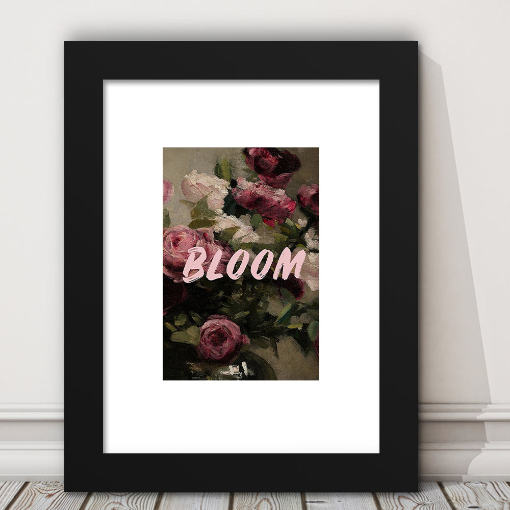 Floral Wall Art Print, Altered Art, Floral Wall Decor, Bedroom Print, Pink Print, Framed Art Prints White Border Wall Decor