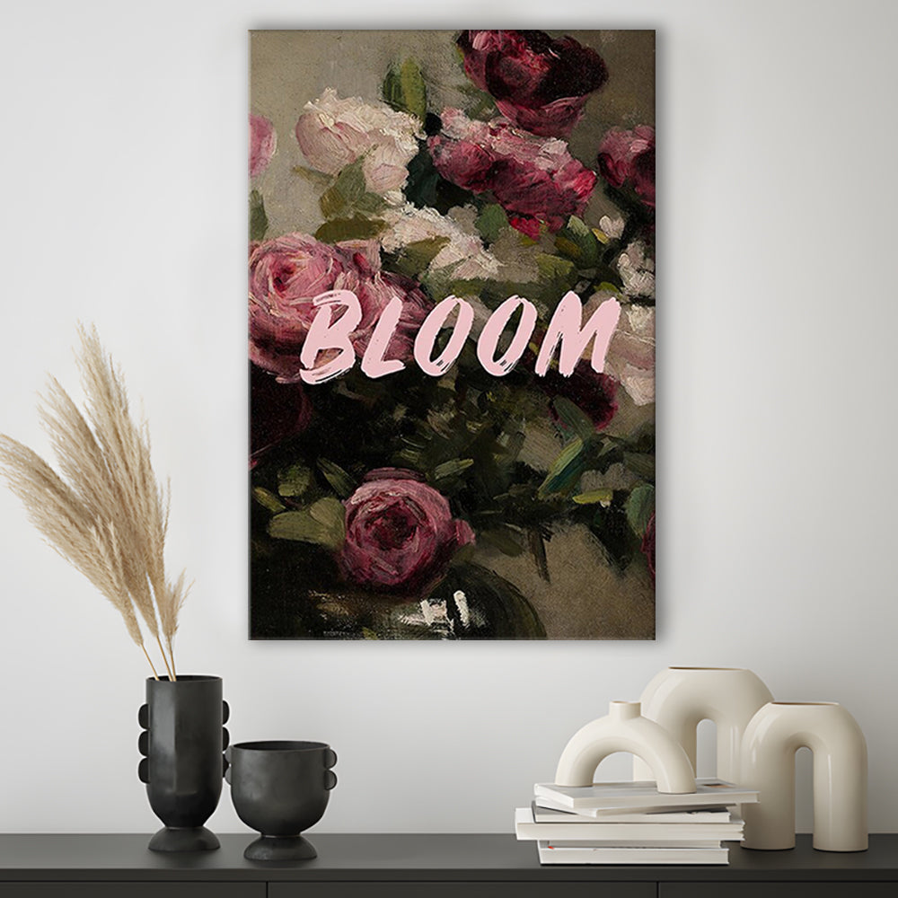 Floral Wall Art Print, Altered Art, Floral Wall Decor, Bedroom Print, Pink Print, Canvas Prints Wall Art