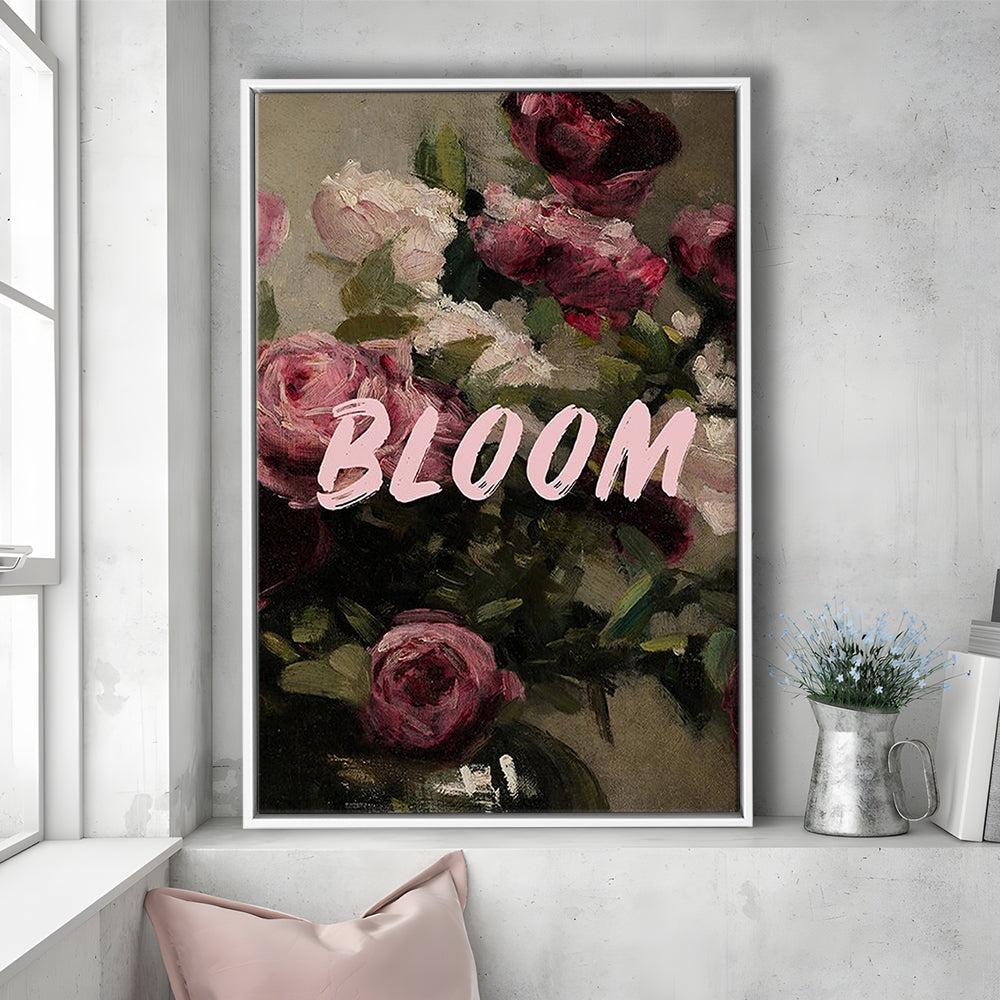 Floral Wall Art Print, Altered Art, Floral Wall Decor, Bedroom Print, Pink Print, Framed Canvas Prints Wall Art