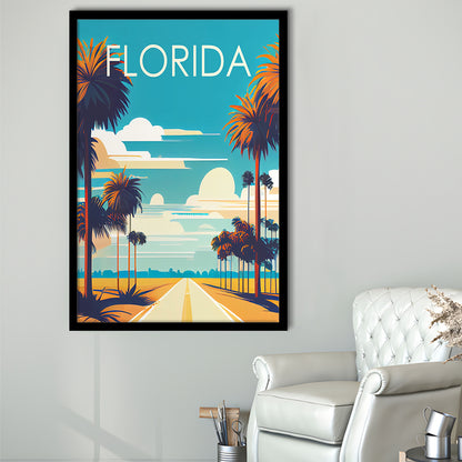 Florida Retro Art Print, Florida City Wall Art, Framed Art Print, Picture Framed, Painting Art