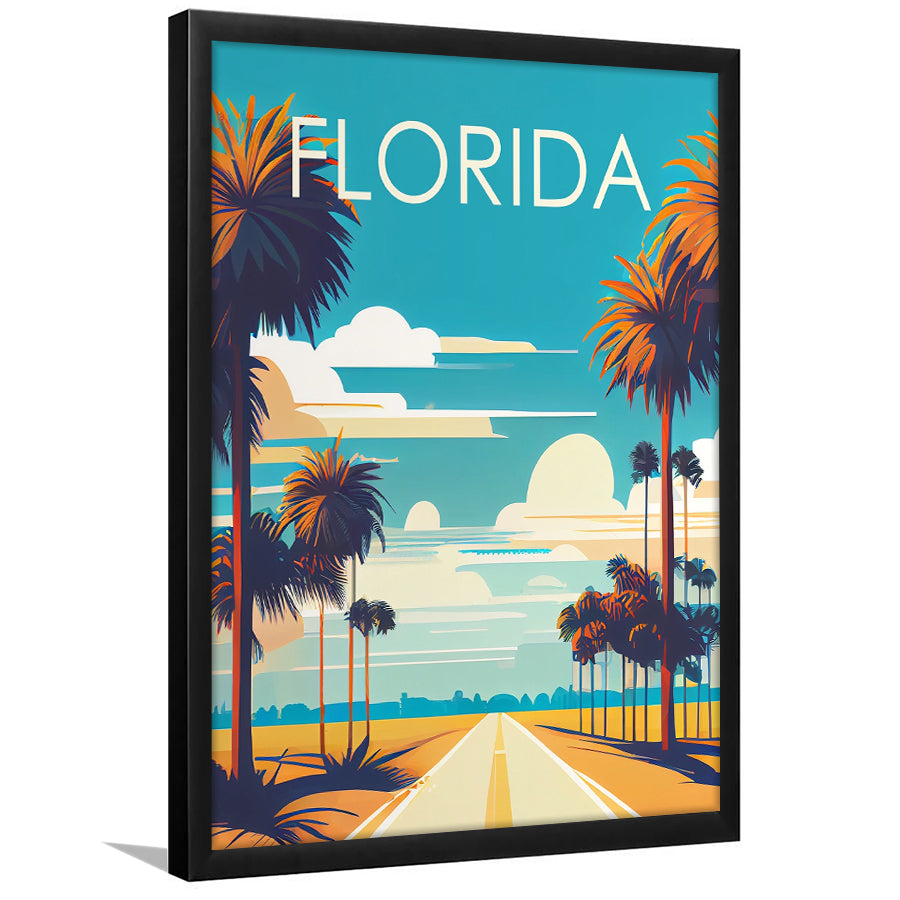 Florida Retro Art Print, Florida City Wall Art, Framed Art Print, Picture Framed, Painting Art