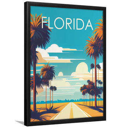 Florida Retro Art Print, Florida City Wall Art, Framed Art Print, Picture Framed, Painting Art