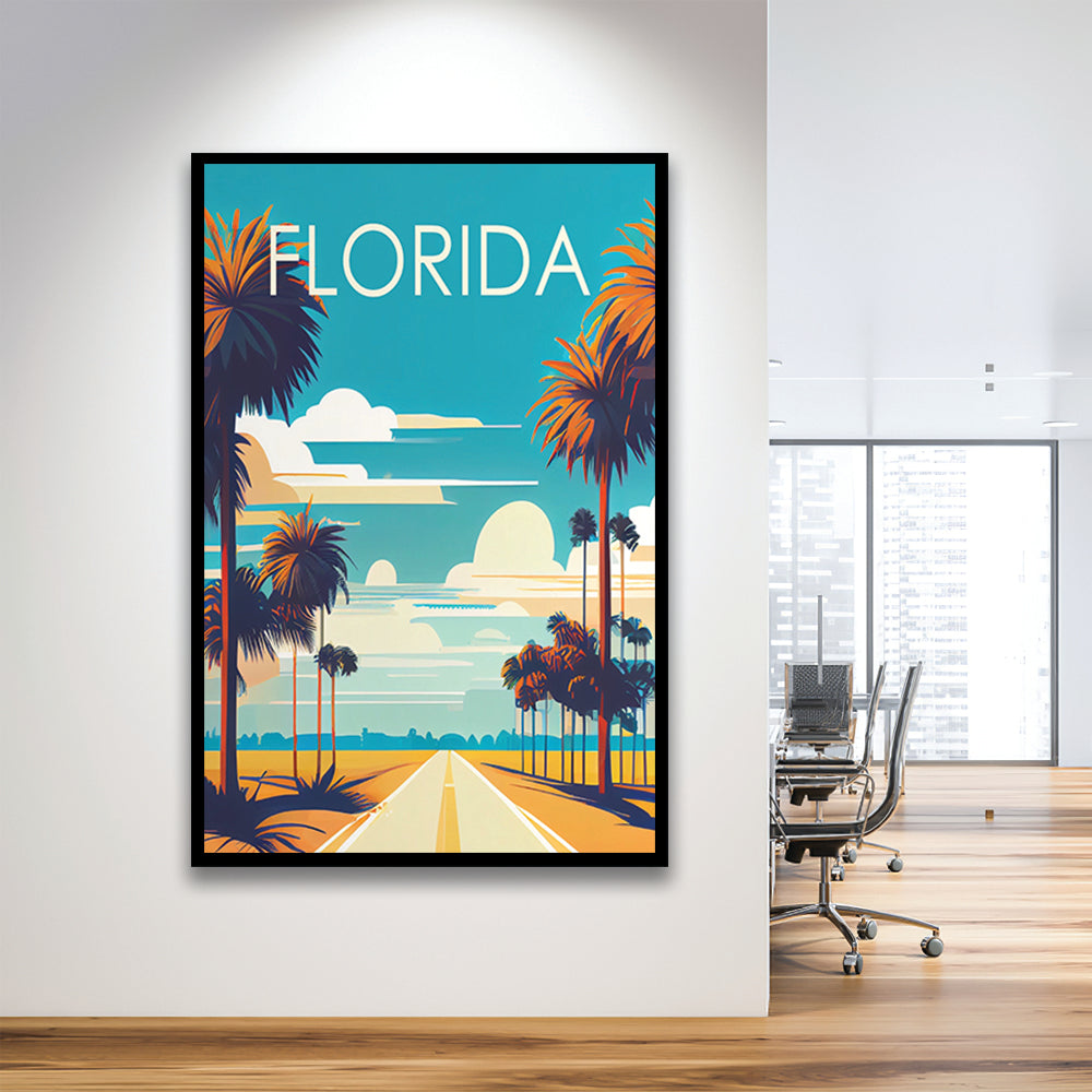 Florida Retro Art Print, Florida City Wall Art, Framed Art Print, Picture Framed, Painting Art