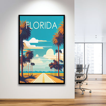 Florida Retro Art Print, Florida City Wall Art, Framed Art Print, Picture Framed, Painting Art