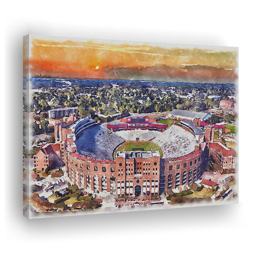 Florida State Seminoles, Doak Campbell Painting Stadium Watercolor, Sport Art, Gifts for him, Canvas Print Wall Art