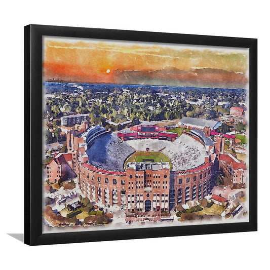Florida State Seminoles, Doak Campbell Painting Stadium Watercolor, Sport Gift Art, Framed Art Print Wall Decor