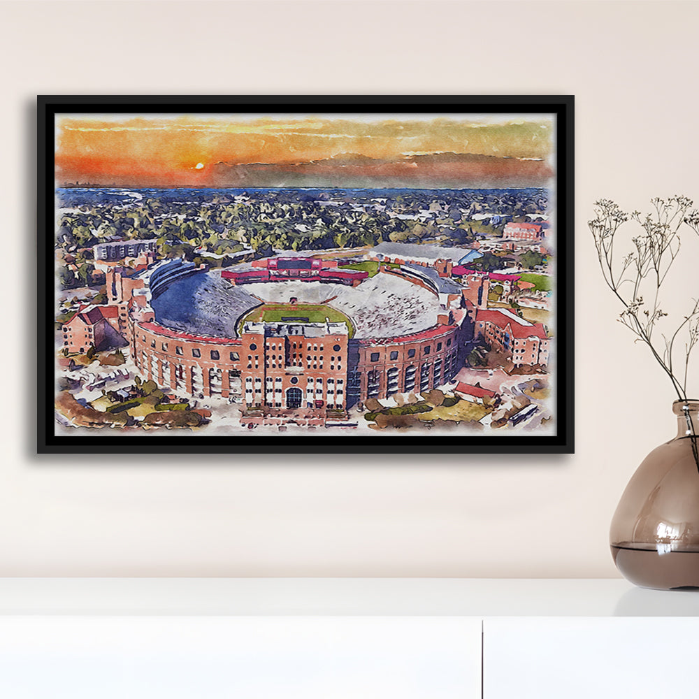 Florida State Seminoles, Doak Campbell Painting Stadium Watercolor, Sport Gift Art, Framed Canvas Print Wall Art