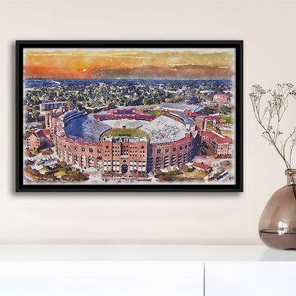 Florida State Seminoles, Doak Campbell Painting Stadium Watercolor, Sport Gift Art, Framed Canvas Print Wall Art