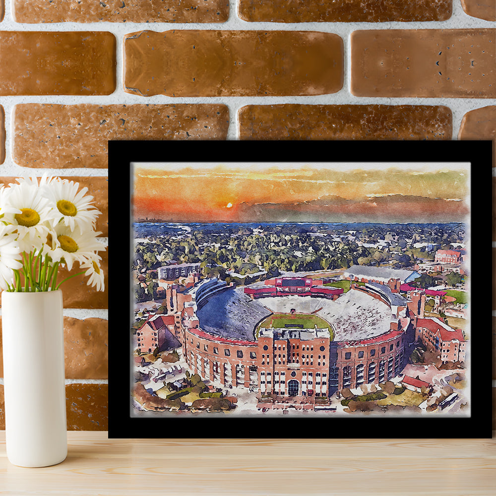 Florida State Seminoles, Doak Campbell Painting Stadium Watercolor, Sport Gift Art, Framed Art Print Wall Decor