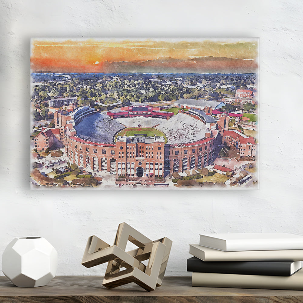 Florida State Seminoles, Doak Campbell Painting Stadium Watercolor, Sport Art, Gifts for him, Canvas Print Wall Art