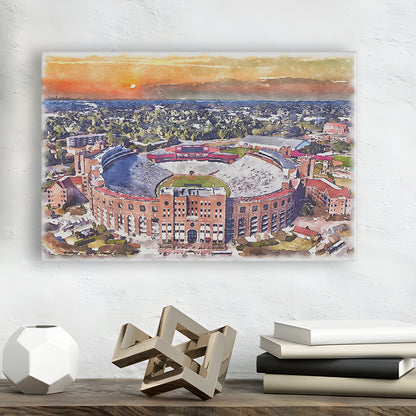 Florida State Seminoles, Doak Campbell Painting Stadium Watercolor, Sport Art, Gifts for him, Canvas Print Wall Art