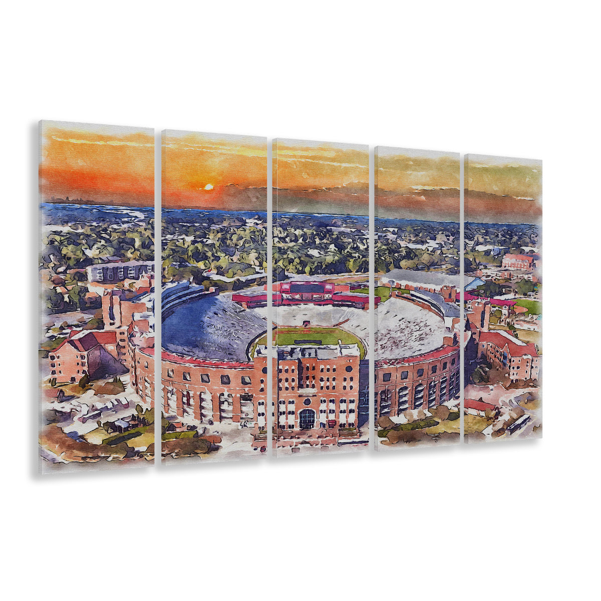 Florida State Seminoles, Doak Campbell Painting Stadium Watercolor, Sport Art, Extra Large Canvas Print Wall Art