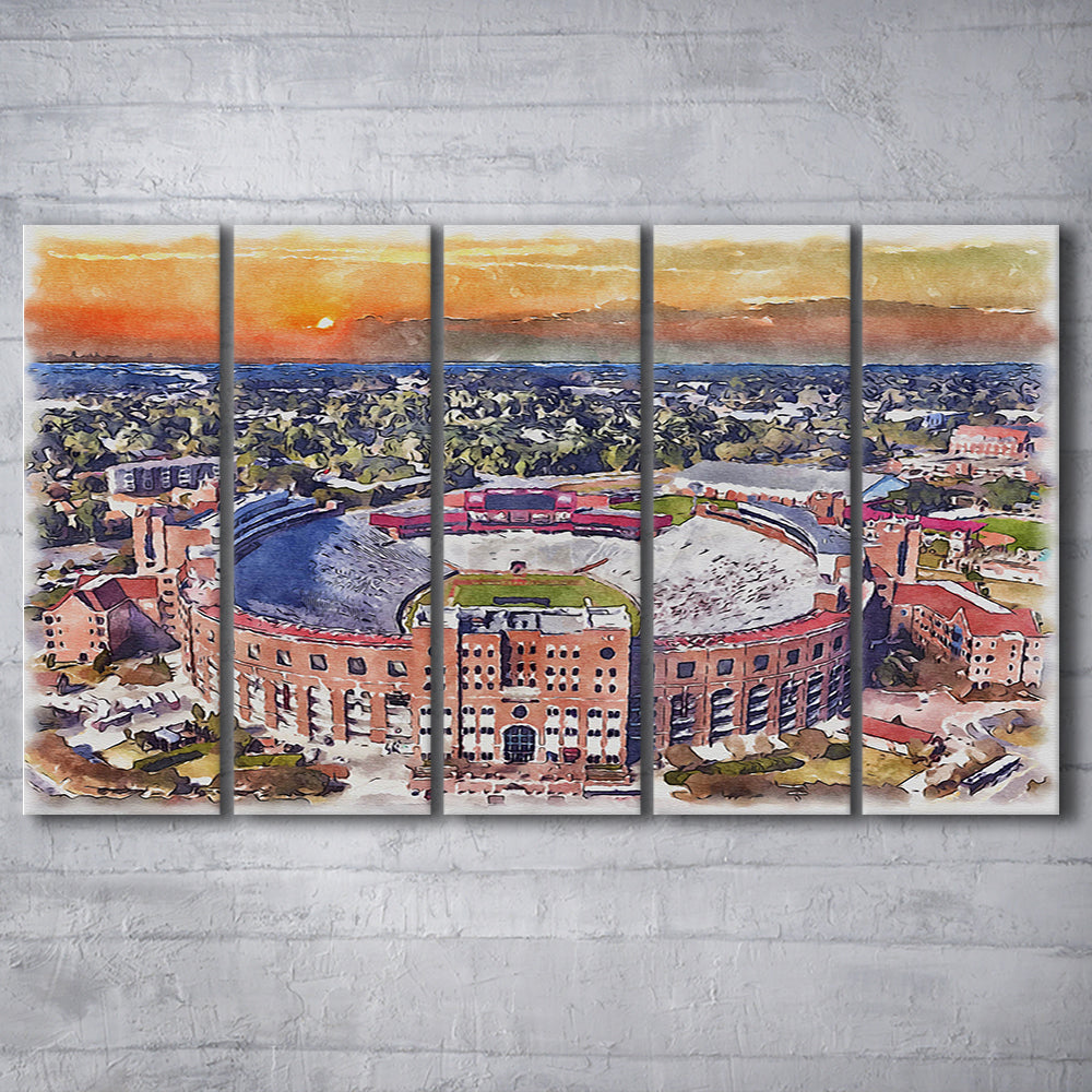 Florida State Seminoles, Doak Campbell Painting Stadium Watercolor, Sport Art, Extra Large Canvas Print Wall Art