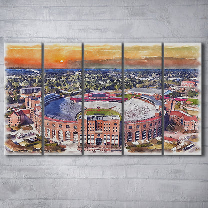 Florida State Seminoles, Doak Campbell Painting Stadium Watercolor, Sport Art, Extra Large Canvas Print Wall Art