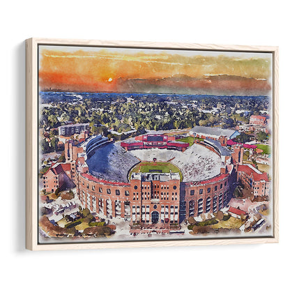 Florida State Seminoles, Doak Campbell Painting Stadium Watercolor, Sport Gift Art, Framed Canvas Print Wall Art