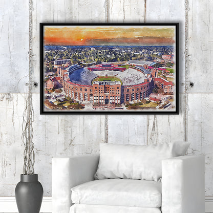 Florida State Seminoles, Doak Campbell Painting Stadium Watercolor, Sport Gift Art, Framed Canvas Print Wall Art
