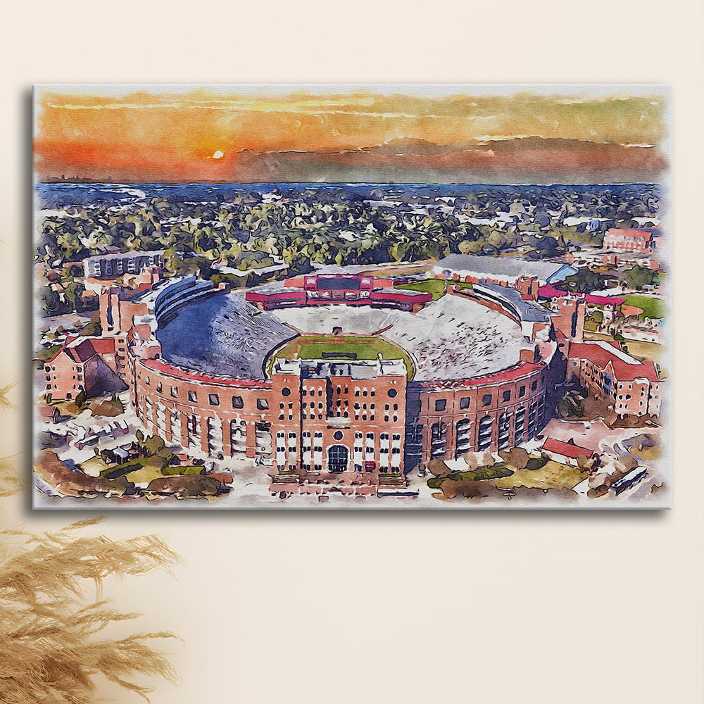Florida State Seminoles, Doak Campbell Painting Stadium Watercolor, Sport Art, Gifts for him, Canvas Print Wall Art
