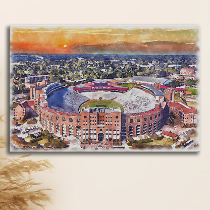Florida State Seminoles, Doak Campbell Painting Stadium Watercolor, Sport Art, Gifts for him, Canvas Print Wall Art