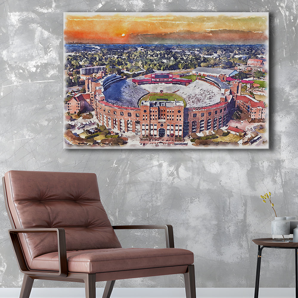 Florida State Seminoles, Doak Campbell Painting Stadium Watercolor, Sport Art, Gifts for him, Canvas Print Wall Art