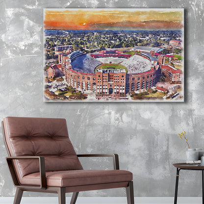 Florida State Seminoles, Doak Campbell Painting Stadium Watercolor, Sport Art, Gifts for him, Canvas Print Wall Art