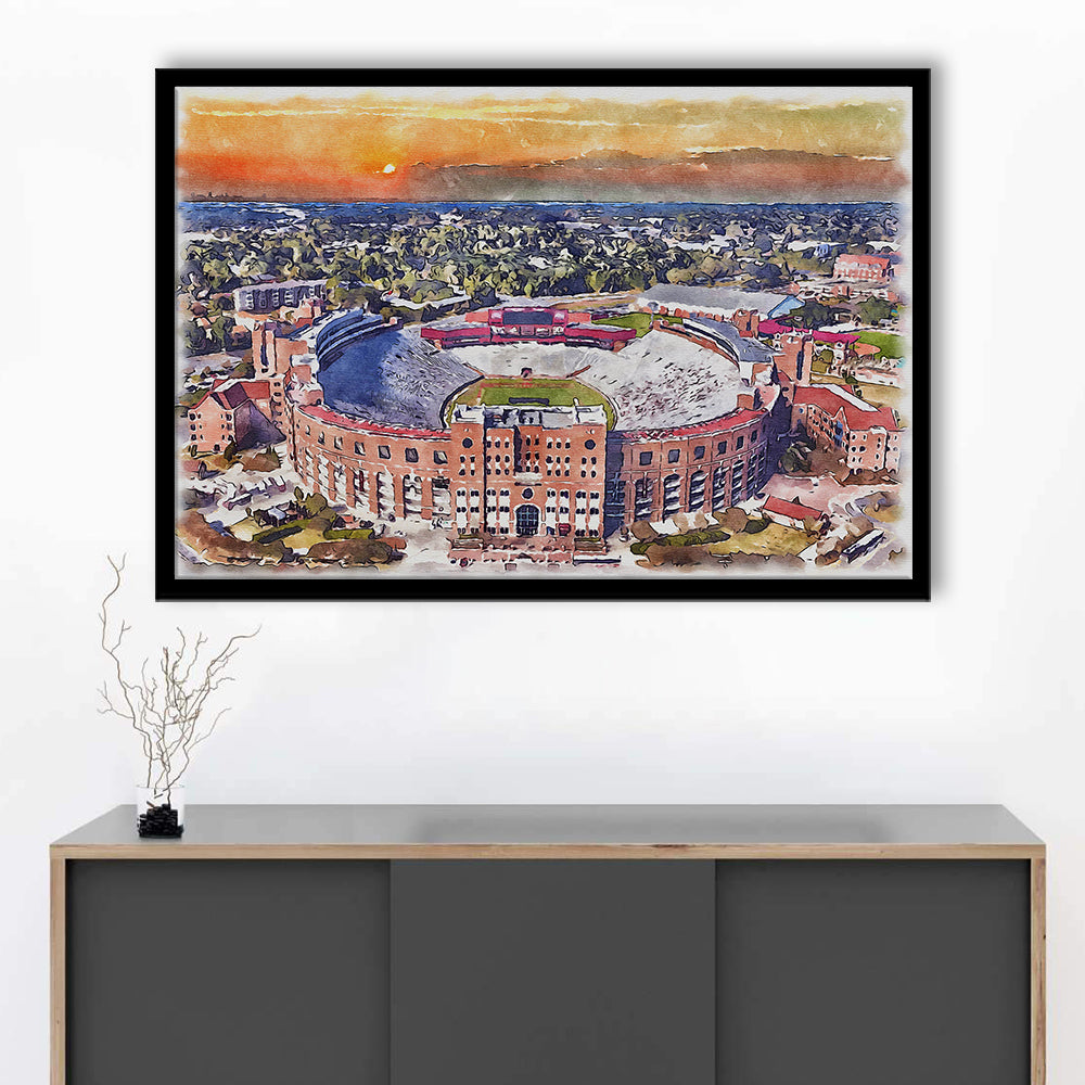Florida State Seminoles, Doak Campbell Painting Stadium Watercolor, Sport Gift Art, Framed Art Print Wall Decor