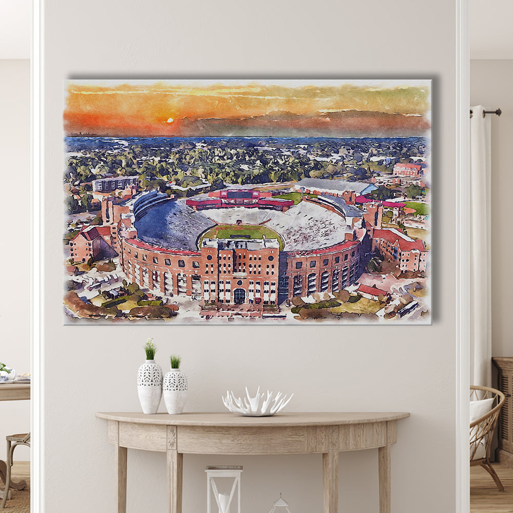 Florida State Seminoles, Doak Campbell Painting Stadium Watercolor, Sport Art, Gifts for him, Canvas Print Wall Art