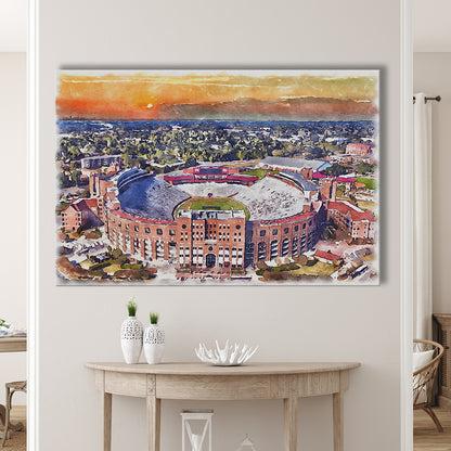 Florida State Seminoles, Doak Campbell Painting Stadium Watercolor, Sport Art, Gifts for him, Canvas Print Wall Art