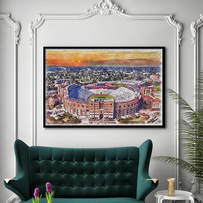 Florida State Seminoles, Doak Campbell Painting Stadium Watercolor, Sport Gift Art, Framed Art Print Wall Decor