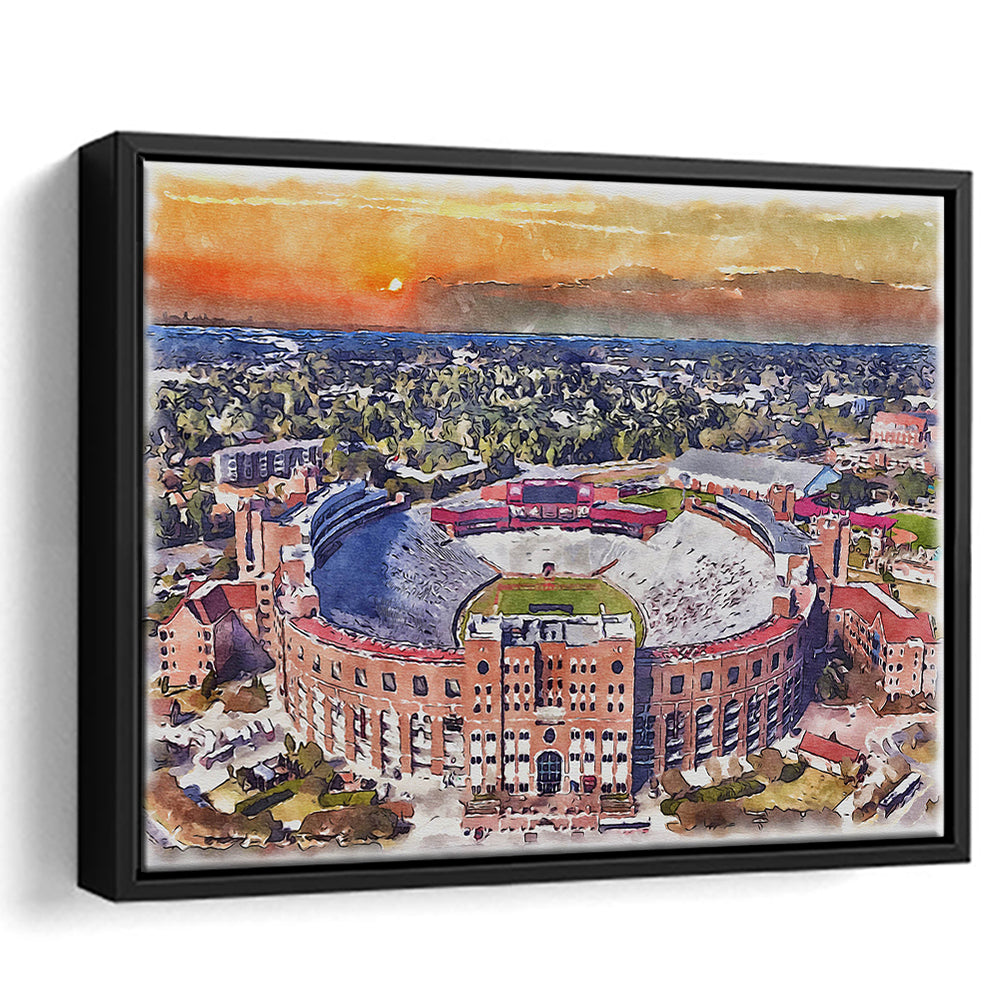 Florida State Seminoles, Doak Campbell Painting Stadium Watercolor, Sport Gift Art, Framed Canvas Print Wall Art