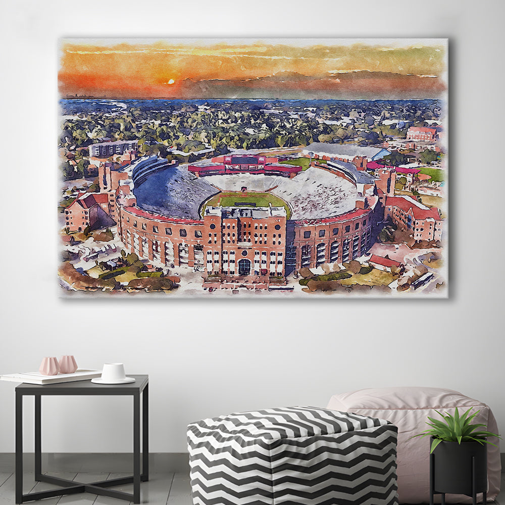 Florida State Seminoles, Doak Campbell Painting Stadium Watercolor, Sport Art, Gifts for him, Canvas Print Wall Art