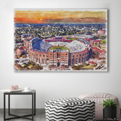 Florida State Seminoles, Doak Campbell Painting Stadium Watercolor, Sport Art, Gifts for him, Canvas Print Wall Art