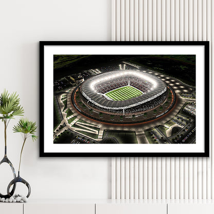 Fnb Stadium, Stadium Canvas, Sport Art, Gift for him, White Border Framed Art Print Wall Decor