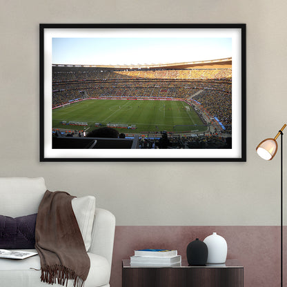 Fnb Stadium bleachers View, Stadium Canvas, Sport Art, Gift for him, White Border Framed Art Print Wall Decor