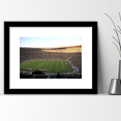 Fnb Stadium bleachers View, Stadium Canvas, Sport Art, Gift for him, White Border Framed Art Print Wall Decor