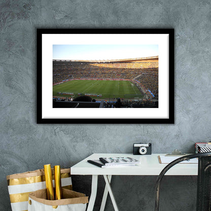 Fnb Stadium bleachers View, Stadium Canvas, Sport Art, Gift for him, White Border Framed Art Print Wall Decor