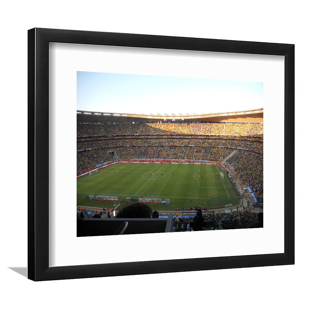 Fnb Stadium bleachers View, Stadium Canvas, Sport Art, Gift for him, White Border Framed Art Print Wall Decor