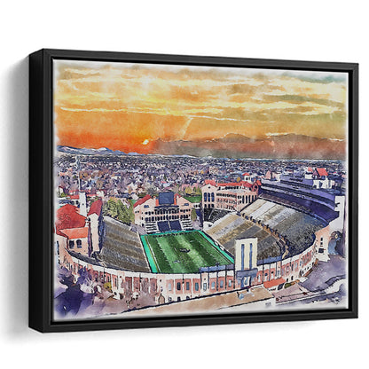Folsom Field WaterColor, Boulder Colorado Watercolor, Sport Gift Art, Framed Canvas Print Wall Art